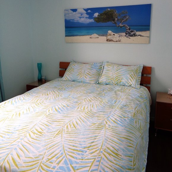 Tropical vibes reversible full queen duvet cover 3 pieces - Picture 2 of 13